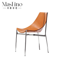 Masfino modern minimalist leather Stainless Steel Saddle Leather Dining Chair Nordic Minimalist Restaurant Chair Personality Creativity