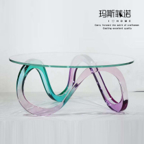 MSFN Modern Minimalist Design Creative Transparent Resin Rainbow Coffee Table Profiled tea table Villa Prototype house Hotel