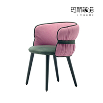  MSFN Nordic belt fabric solid wood dining chair Cafe restaurant leisure sofa