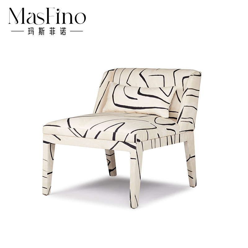 Masfino Modern minimalist wind designer Art black and white cloth casual chair living room sofa chair exquisite