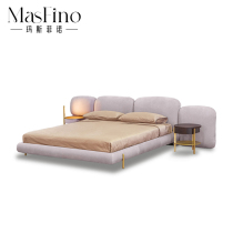 Masfino Modern Luxury Headboard Light Extravagant High-end Bed Small Red Book Bed Creative Net Red Stones Double Bed Home