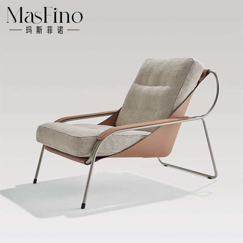 Masfino Italian Minimal Designer Fabric Saddle Saddle Squad Chair Leisure Chair Single Armrest Chair