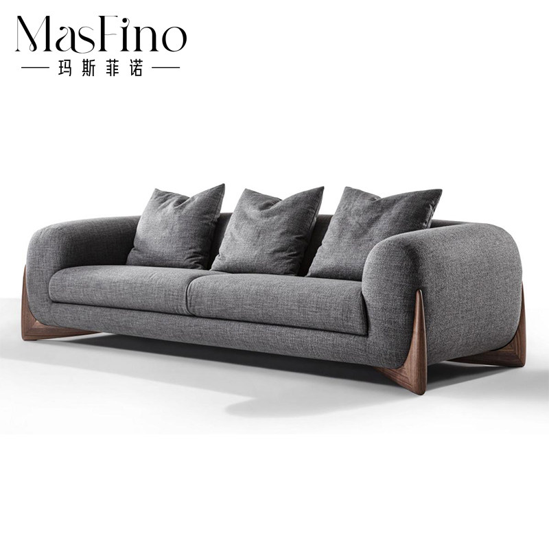 Masfino Italian Minimum Little House Solid Wood Lamb Lamb Fabric Cream Living Room Cream Features