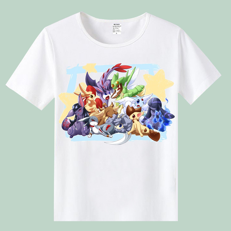 Pokemon Elf Poco Giấc Mơ Phim Hoạt Hình Anime Quần Áo Pokemon Pikachu Ngắn Tay Áo T-Shirt hình dán sticker dễ thương