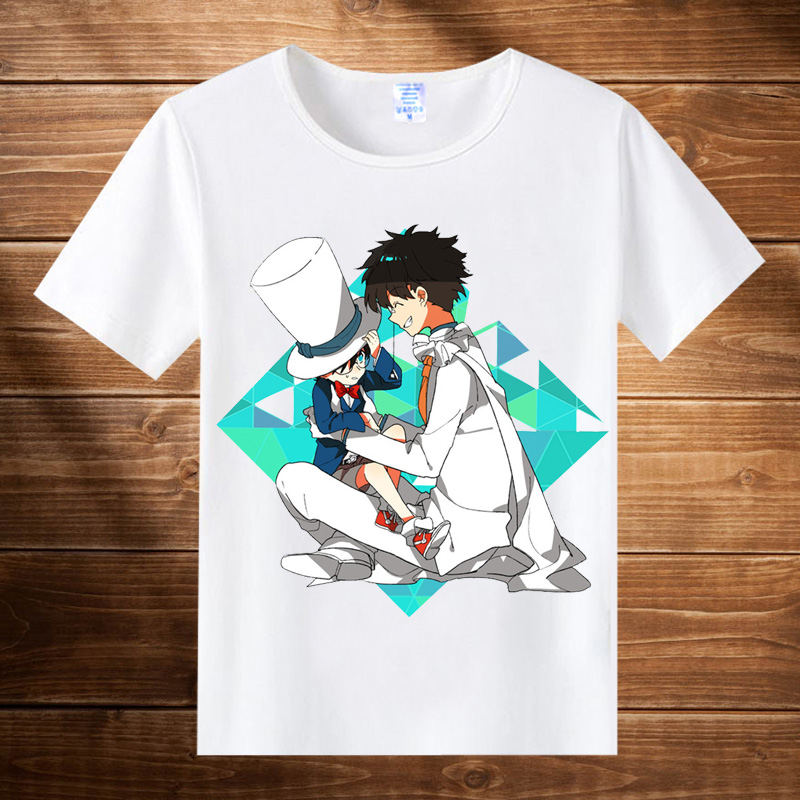 Thám tử Conan t-shirt nam phim hoạt hình anime ngắn tay sinh viên mùa hè quần áo giản dị cổ tròn đáy áo các hình sticker cute