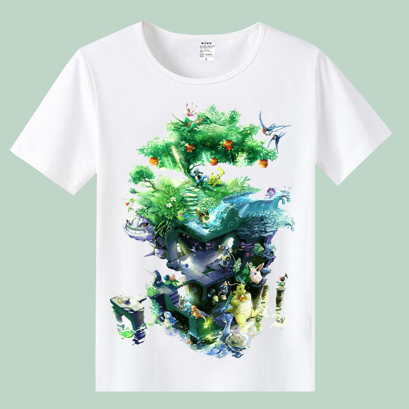 Pokemon Elf Poco Giấc Mơ Phim Hoạt Hình Anime Quần Áo Pokemon Pikachu Ngắn Tay Áo T-Shirt hình dán sticker dễ thương