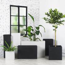 Nordic outdoor rectangular floor-to-ceiling flower trough flower box Large FRP flower pot outdoor creative simple large vase