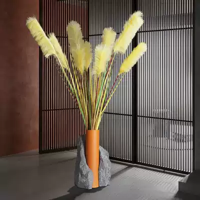 Big nose] Nordic ins creative simple floor-to-ground glass fiber Vase ornaments living room flower arrangement dry flower bucket