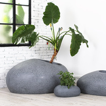 Large FRP flower pot pebble combination outdoor shaped pot Creative large vase Floor-to-ceiling large extra large