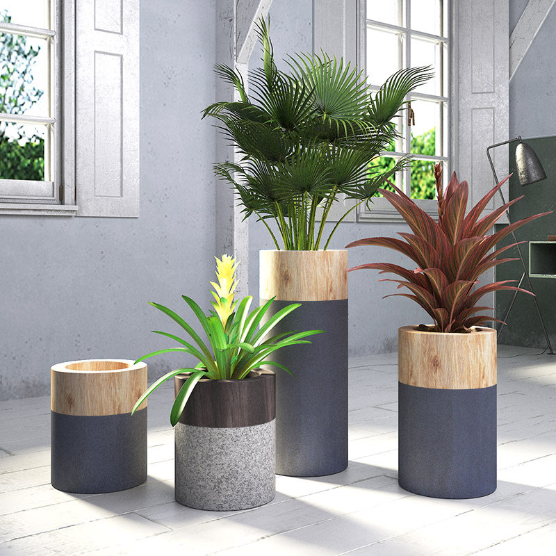 Big nose Nordic large fiberglass flowerpot simple flower box flower pond shopping mall hotel flower device flower trough green plant potted plant