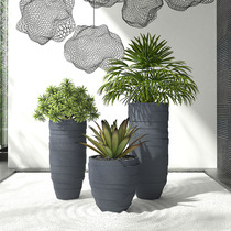 Nordic style shopping mall FRP round high flowerpot combination King-size outdoor indoor living room Floor-to-ceiling creative courtyard