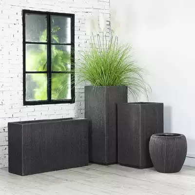 Nordic large flowerpot creative personality outdoor shopping mall custom balcony rectangular glass fiber flower box