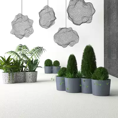 Big nose Nordic one-piece glass fiber flower pot Shopping mall Hotel floor-to-ceiling creative decoration outdoor decoration combination vase