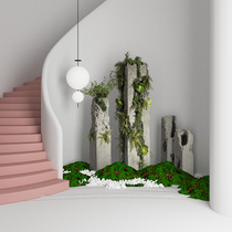 Big nose Nordic FRP flower pot combination decorative column Shopping mall outdoor floor-to-ceiling custom creative flower bowl ornaments