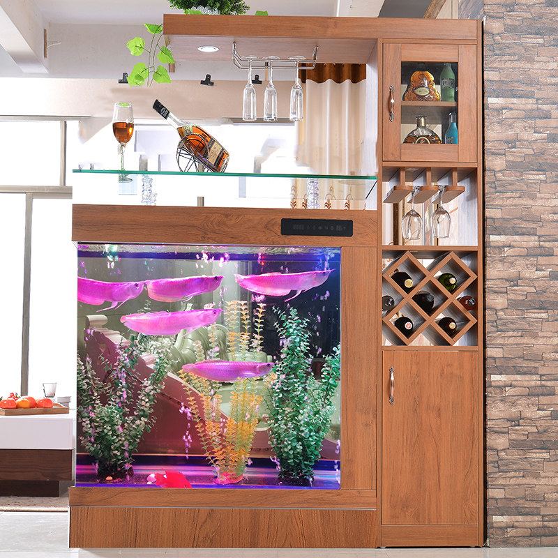 Fish tank aquarium European-style creative square wine cabinet large and medium-sized glass bar Table Living Room Screen Home Filter Set