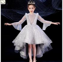 Girls dress Dress Western princess wedding Long sleeve flower girl wedding dress Host catwalk birthday piano performance suit