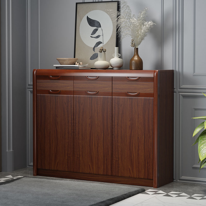 Shoe Cabinet Home Solid Wood Special Price Original Wood Color Living Room Large Capacity Economical Type Minimalist Modern Door Hall Cabinet 3 Door Assembly