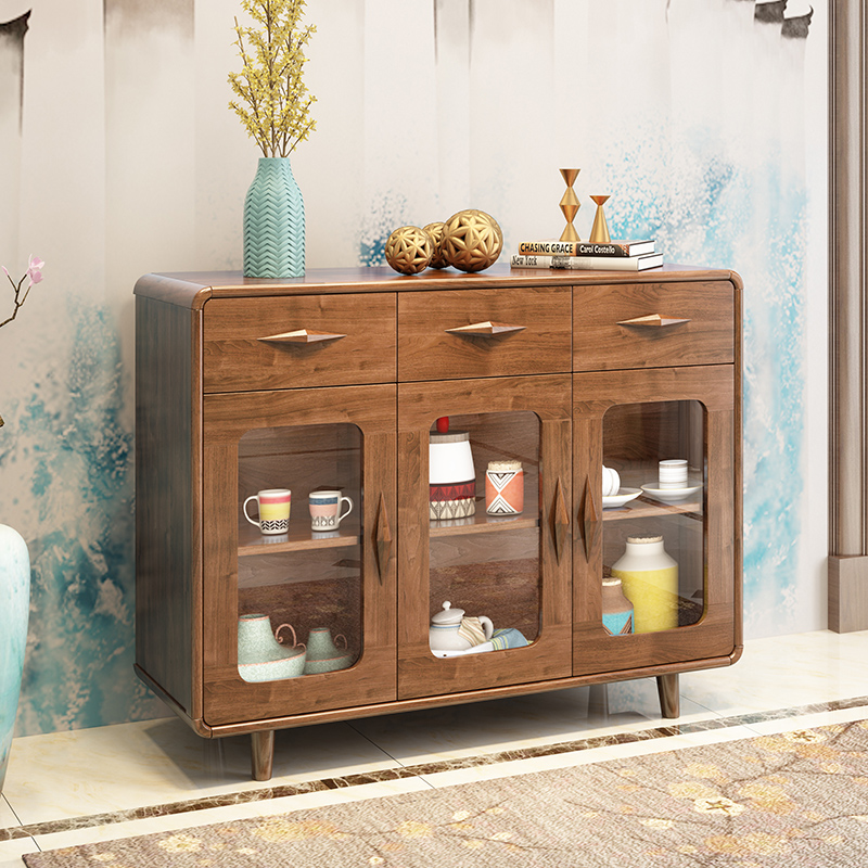 Side Cabinet Living-room Containing Cabinet Assembled Solid Wood Frame Tea Water Cabinet Dining Cabinet Tea Water Cabinet Modern Minima Kitchen Disposal Cabinet