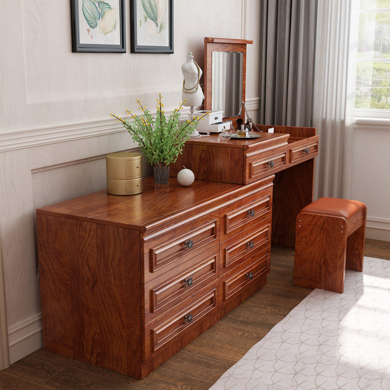 Makeup Desk Intake Cabinet Integrated 2021 New solid wood frame Bedroom Chinese style Bucket American Bucket cupboard Makeup Table