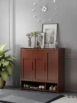 Breathable shoe cabinet Solid wood new Chinese shoe cabinet household door simple modern large-capacity locker entrance cabinet