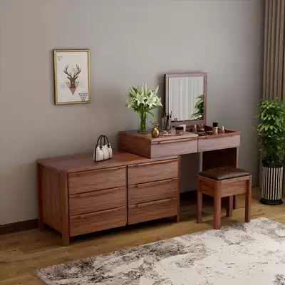 Chinese style dressing table bedroom solid wood simple makeup table multi-function flip dressing table cabinet storage cabinet New Chinese style