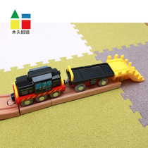 Wood sister crawler transporter magnetic small train compatible wooden track childrens educational tool car toy