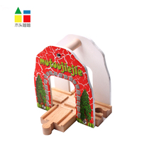 Wood sister door hole tunnel compatible wooden magnetic train IKEA rice rabbit track educational toy