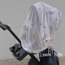 Korea ins stroller mosquito nets baby stroller anti-mosquito net full hood style universal little bear mesh yarn breathable mosquito-proof hood