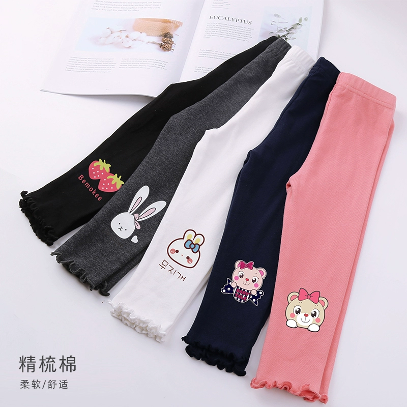 Quần legging cho bé gái mùa xuân và mùa thu 2020 công chúa mới mặc bên ngoài quần cotton quần tây phong cách trẻ em bé gái quần - Quần