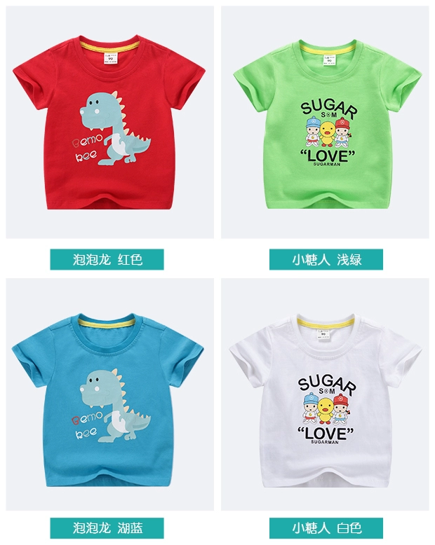 Áo thun ngắn tay cho bé 2018 Mùa hè Lớp A Phim hoạt hình Cậu bé mùa hè Top 3 Cotton Baby Girls Casual nửa tay áo