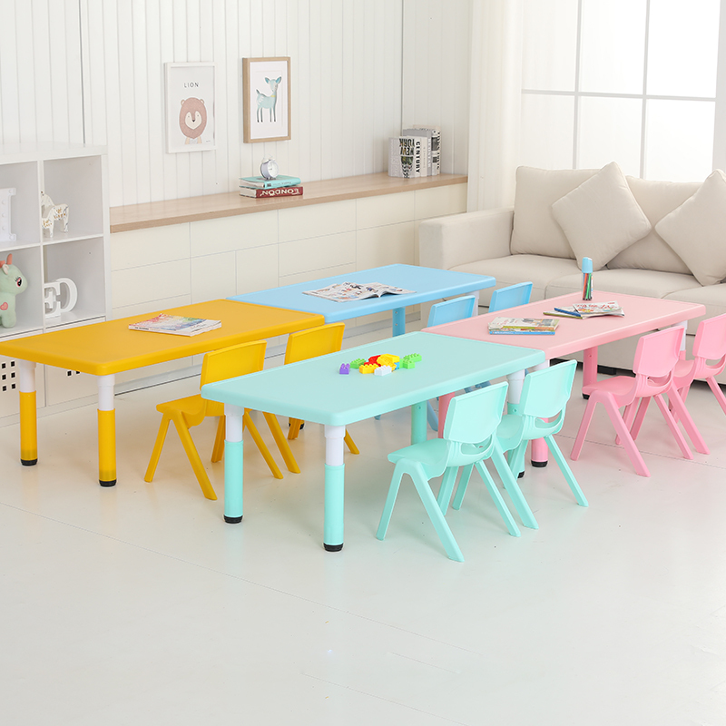 Children's Table, Kindergarten Table and Chair Set, Baby Toy Table, Plastic Game Table, Home Study Desk, Adjustable Height