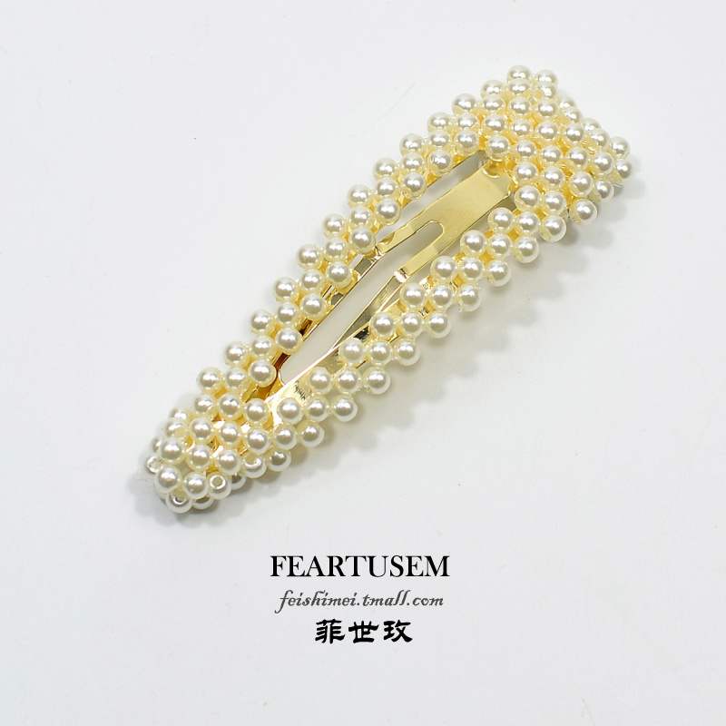 ins net red hair card female temperament imitation pearl BB clip and sea hairpin Japan-Japan-ROK version of brief retro girl side clip