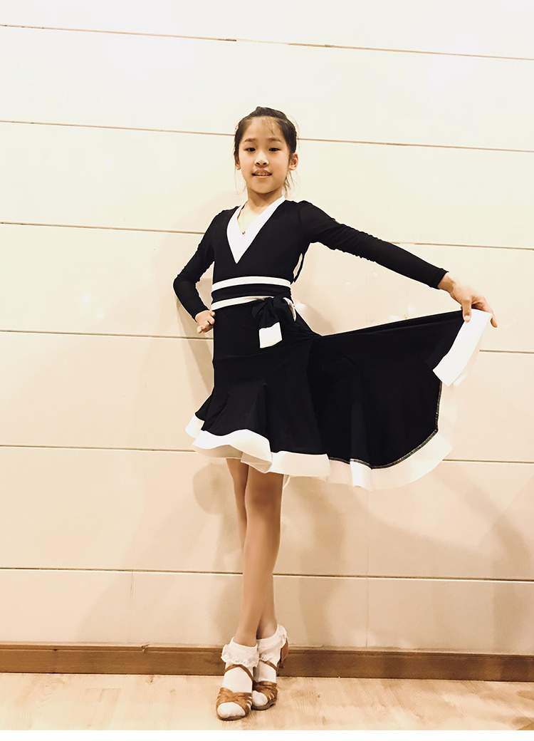 Dancebaby Trang phục khiêu vũ Latin trẻ em nữ ăn mặc mới nhảy xương cá tập thể dục quần áo hiệu suất quần áo DA571 - Khiêu vũ / Thể dục nhịp điệu / Thể dục dụng cụ giày múa