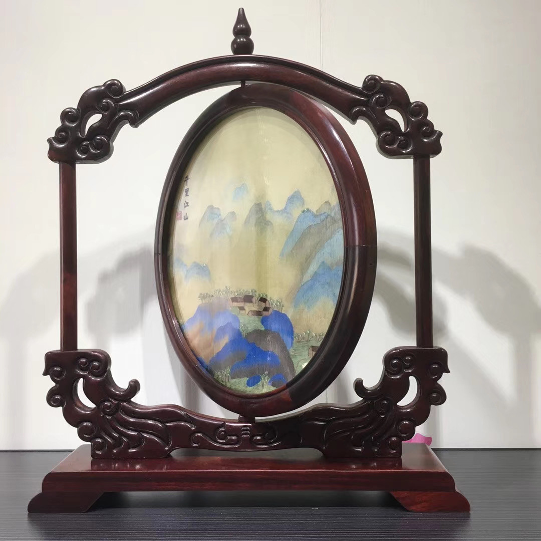 Suzhou embroidery double-sided embroidery ancient style Suzhou embroidery double-sided silk handmade blood sandalwood table ornaments gifts for foreigners