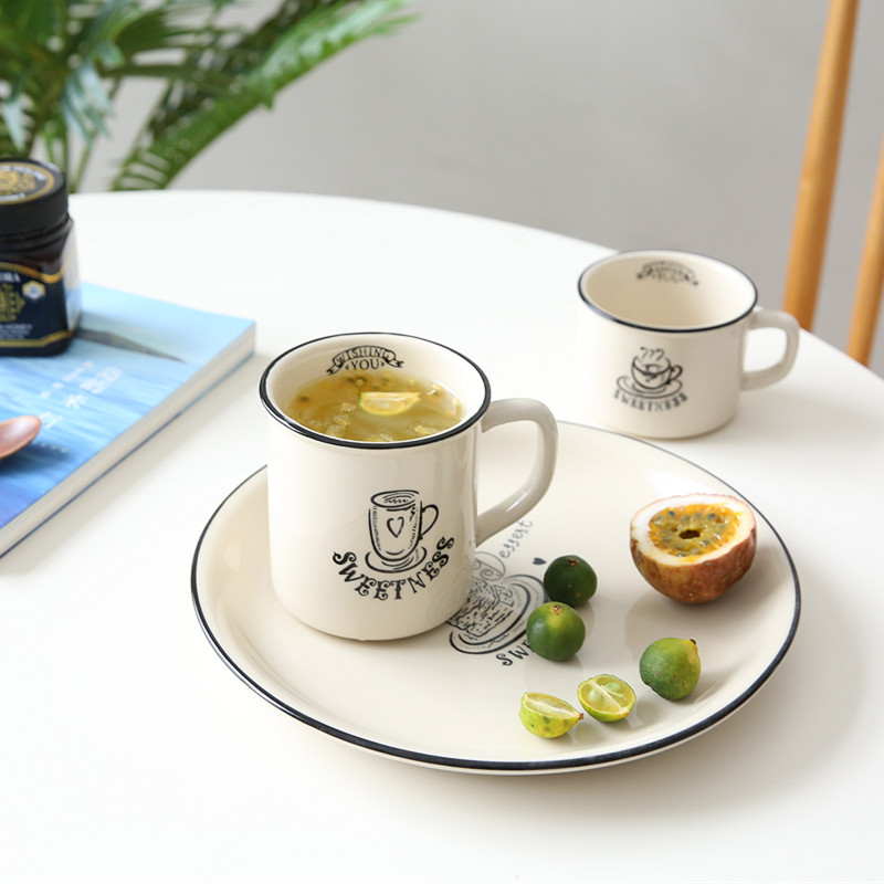 Exit Hand-painted Retro Sweetness Ceramic Coffee Cup Mark Cup Glass West Dining Tray Steak Tray Sweet Pint