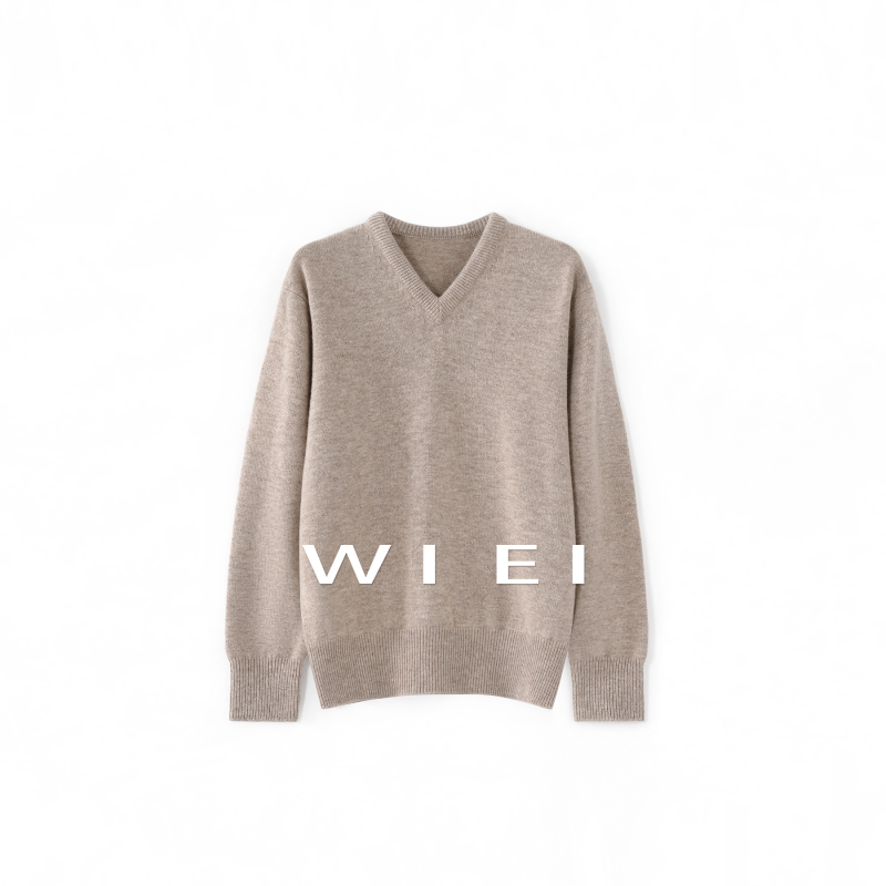 Rongrong Wiei *Heavyweight 100% Merino Wool Vintage Layered Small V-Neck Knitted Sweater W26109500 Rongrong Wiei *Heavyweight 100% Merino Wool Vintage Layered Small V-Neck Knitted Sweater W26109500