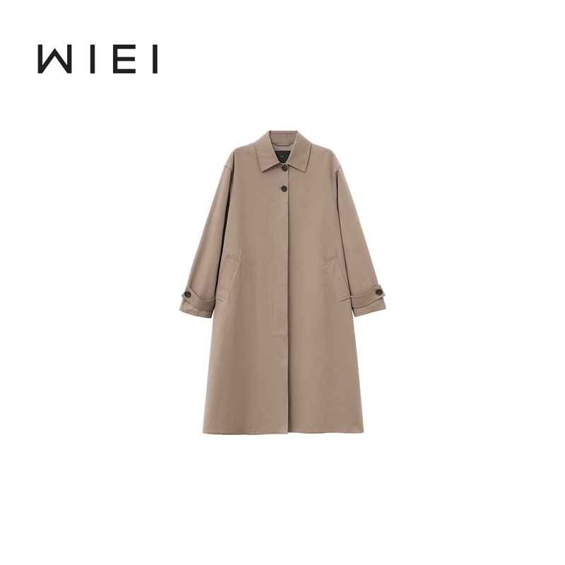 《Wi Ei》Danish Trench Coat* Heavy Silk Cashmere Row Style Loose Long Trench Coat W26107004