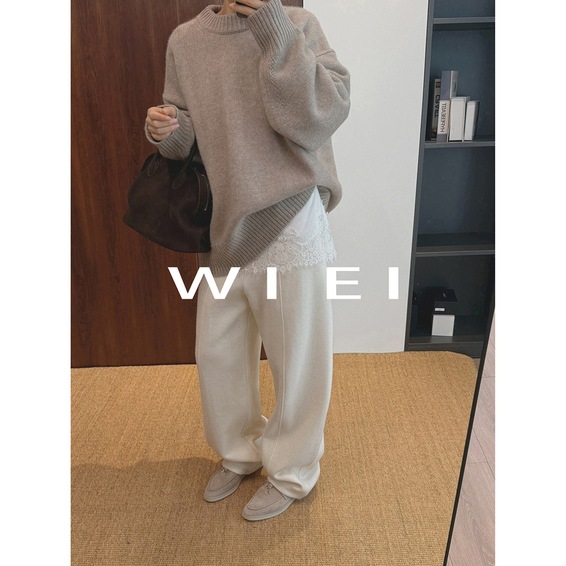 Rongrong Wiei* Heavy-Duty Strong Shrink-Resistant Wool L*P Old Money Style Slimming Knitted Woolen Pants W26102373 Rongrong Wiei* Heavy-Duty Strong Shrink-Resistant Wool L*P Old Money Style Slimming Knitted Woolen Pants W26102373