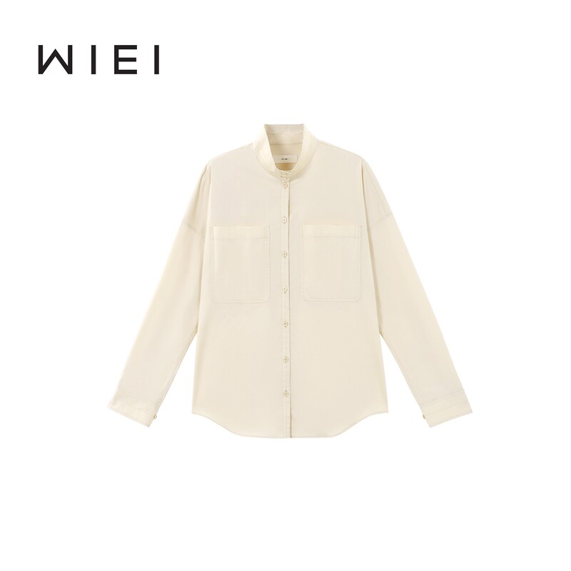 《Wi Ei》Lem@Ire Double Pocket Small Stand Collar Long Sleeve Slim Fit Commuter Shirt W25301014 《Wi Ei》Lem@Ire Double Pocket Small Stand Collar Long Sleeve Slim Fit Commuter Shirt W25301014