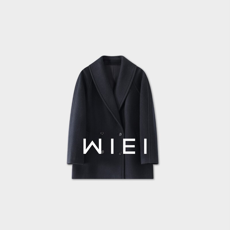 Rongrong Wiei Shell Coat Wool Double-Breasted Relaxed Fit Green Fruit Collar Warm Short Coat W26107035 Rongrong Wiei Shell Coat Wool Double-Breasted Relaxed Fit Green Fruit Collar Warm Short Coat W26107035