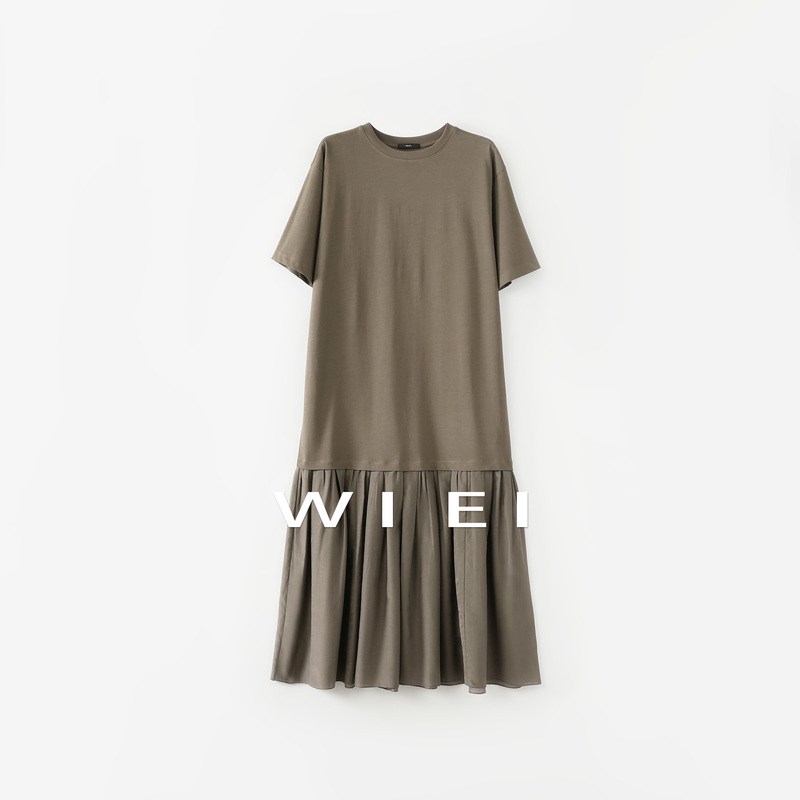 《Wi Ei》Lazy Dress*100% Cotton High-End Relaxed Silhouette Patchwork Dress W26105095 《Wi Ei》Lazy Dress*100% Cotton High-End Relaxed Silhouette Patchwork Dress W26105095