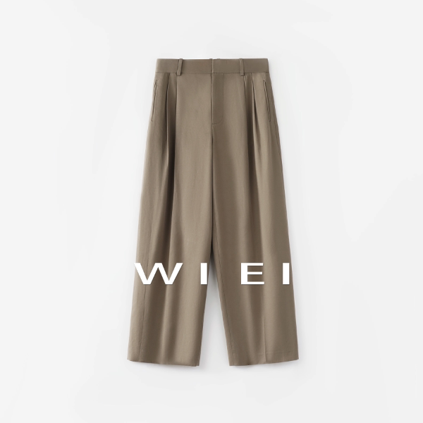 《Wi Ei》 Private Label Pants Cashmere Cotton Minimalist Stylish Double Pleated Comfortable Commuting Casual Wide-Leg Pants W26102305