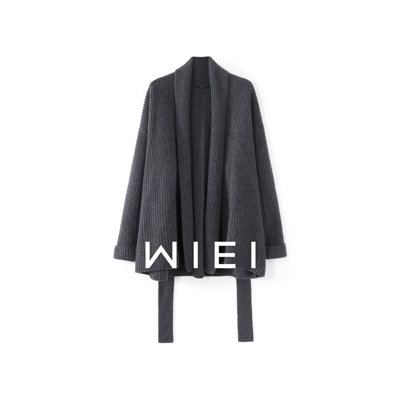 《Wi Ei》High-Weight Consinee 100% Cashmere Lazy and Relaxed Knit Cardigan Jacket W26109508