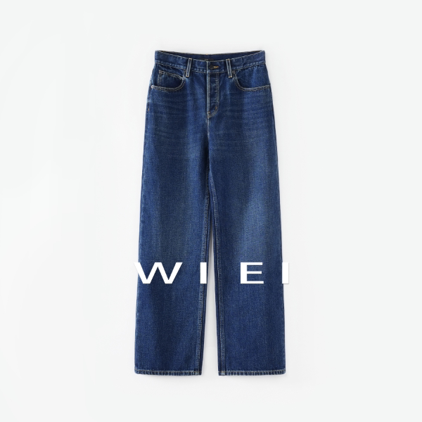 《Wi Ei》Blue Trace Denim*Heavyweight Imported Black Wood Denim R*W Slimming Narrow Leg Jeans W26103074