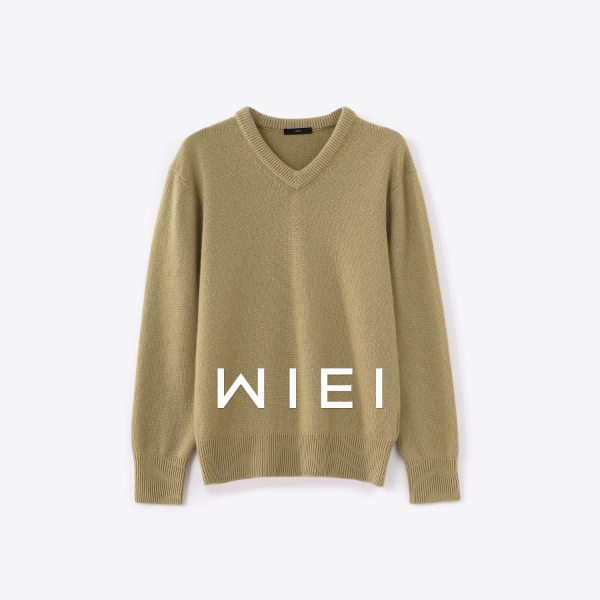 Rongrong Wiei * Qingti* Consinee 100% Cashmere Gentle Temperament V-Neck Knitted Sweater W26109507