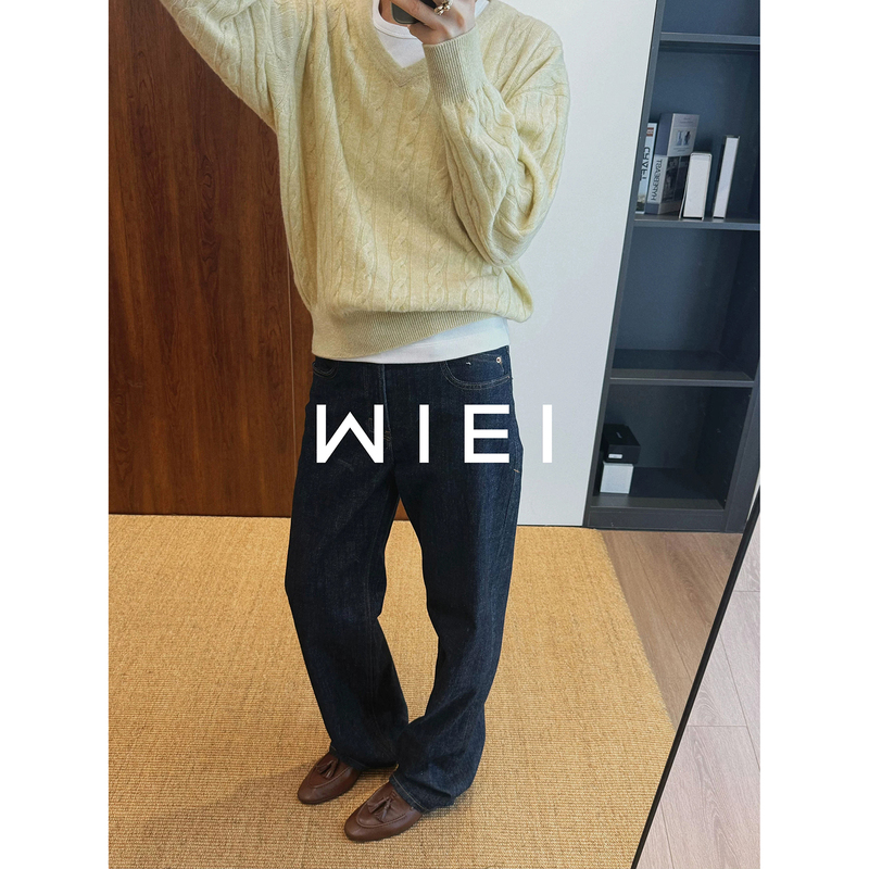 Rongrong Wiei Thin-Leg Denim * Vintage Denim Small Straight-Leg Cream Texture Slightly Stretchy Jeans W26103014 Rongrong Wiei Thin-Leg Denim * Vintage Denim Small Straight-Leg Cream Texture Slightly Stretchy Jeans W26103014