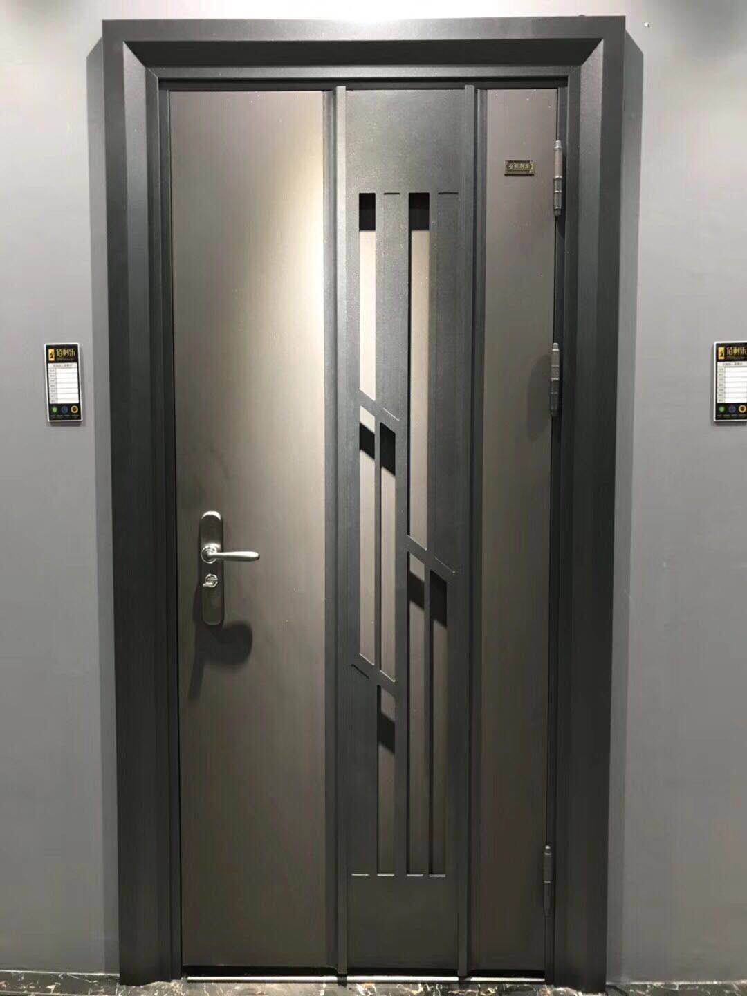 Thyme Home Doors Copper Door Fingerprint with Grade A Entrance Door Fireproof Security Door stainless steel door Monolayer Double Door