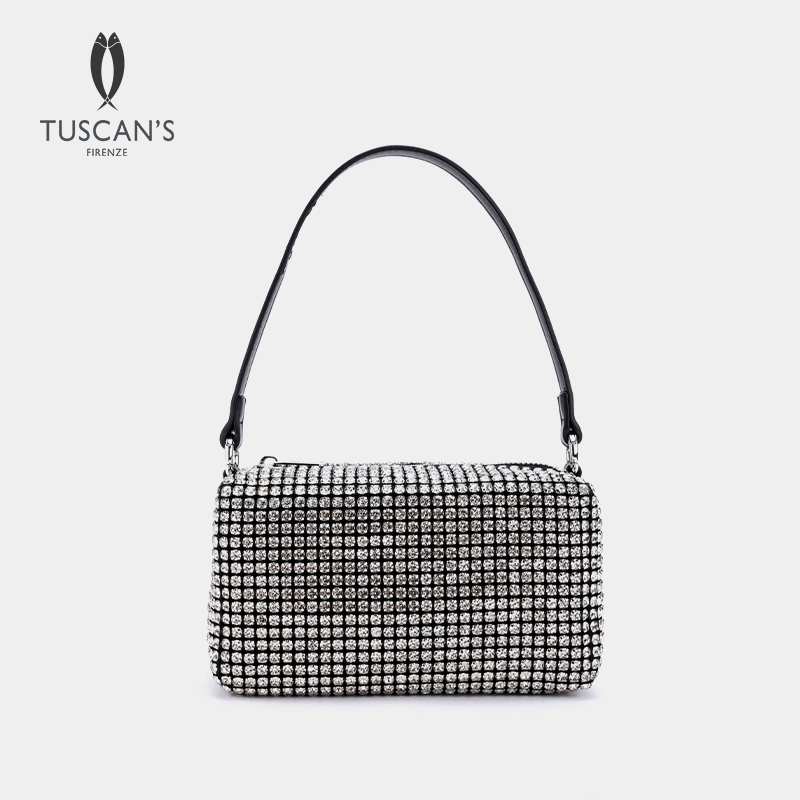 Tuscan's Full Diamond Evening Bag, Light Luxury Fashion, Shiny Diamond Shoulder Crossbody Bag, Women's Bag, Socialite Ts Pisces
