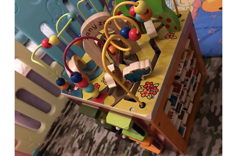 B Toys Bile Animal Activity Wooden Cube Wooden Treasure Box Toy Track Beads Recognize Graphic Numbers