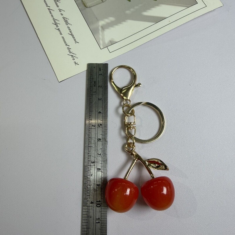 E22 Fashionable Light Luxury Small Cherry Keychain Exquisite Accessory Cute Bag Charm Beautiful Cherry Car Keychain